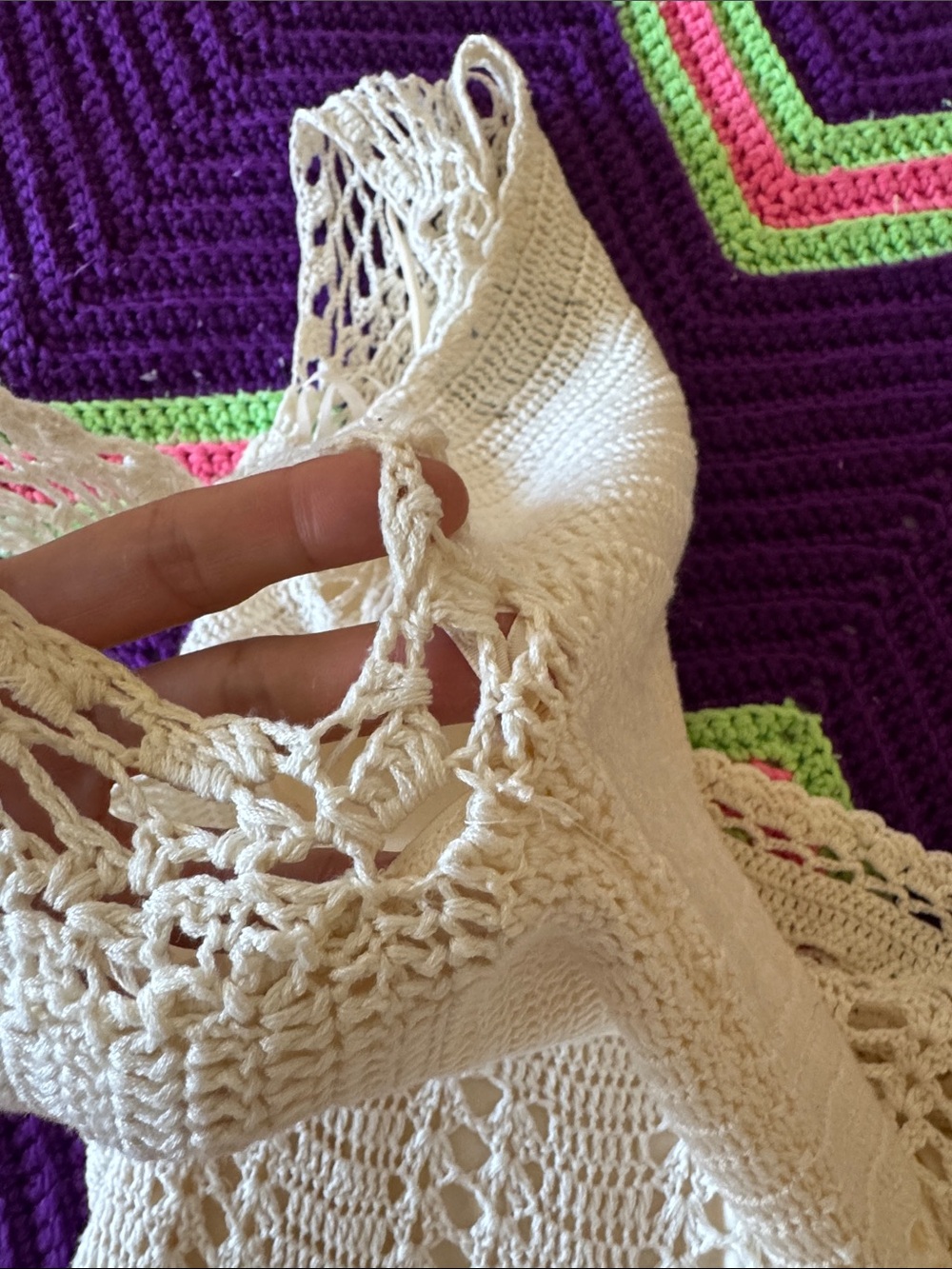 Vintage Express Tricot "Handknit" sleeveless crochet maxi dress - Picture 9 of 9
